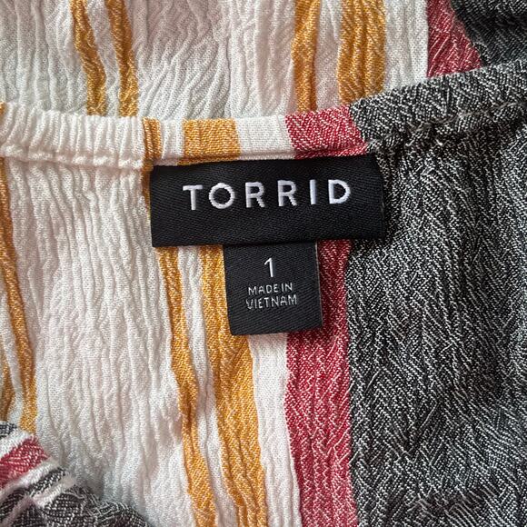 Torrid White / Black / Red / Yellow Cold shoulder Tank Top Size 1 - Picture 3 of 13